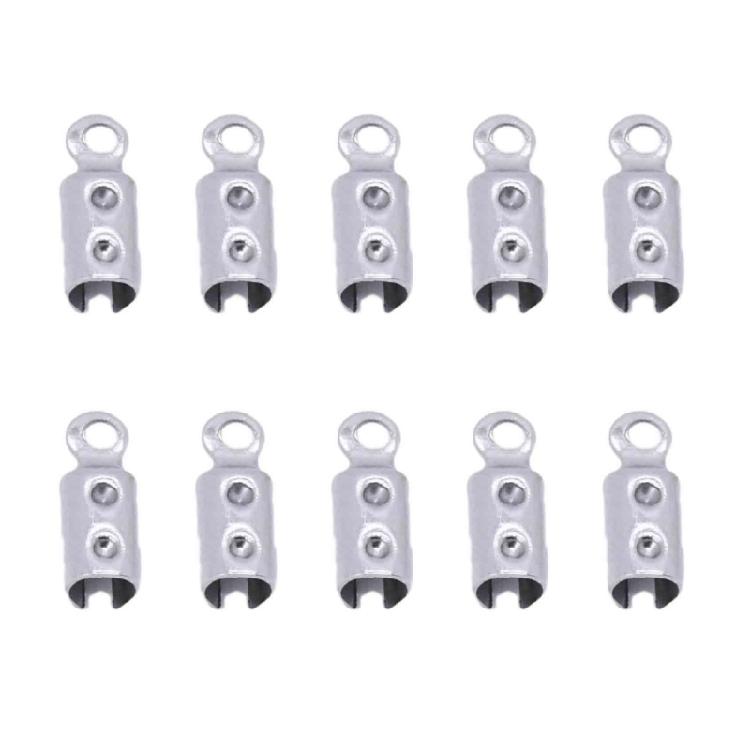 Stainless Steel Rope Clamp Jewelry Tool Leather Cord Crimp Beads Ends Caps Fastener Bracelet Bracelet Connectors