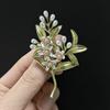 Classic Enamel Jasmine Brooches for Women Pearl Plant Flower Pins Friend Event Party New Gifts Jewelry Decoration Accessories