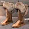 Fashion Fur One Real Fox Hair Over The Knee Boots Inside Elevating Women'S Boots Long Boots Super High Leather Waterproof Snow Boots
