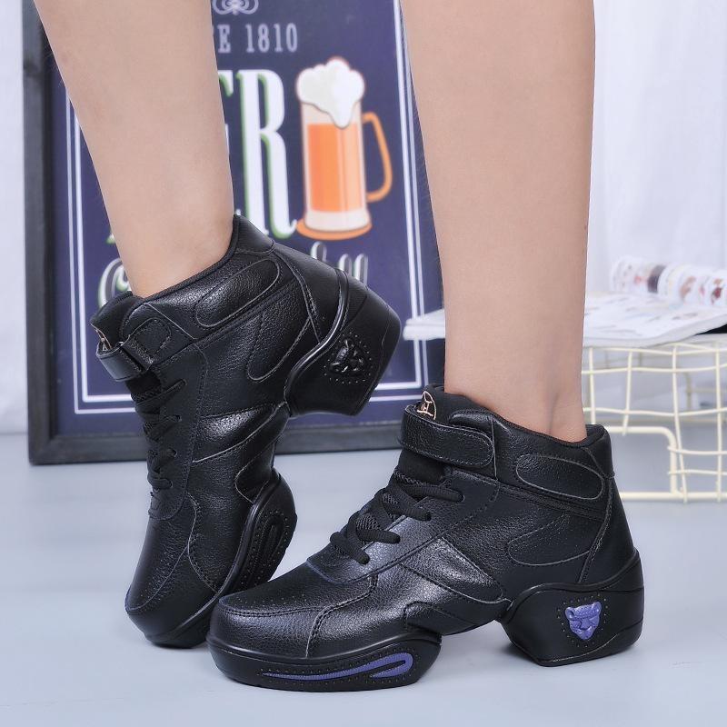 

Dance Shoes Woman Ladies Modern Soft Outsole Jazz Sneakers Leather Breathable Lightweight Dancing Fitness Sport 39EU/CN40 чорний