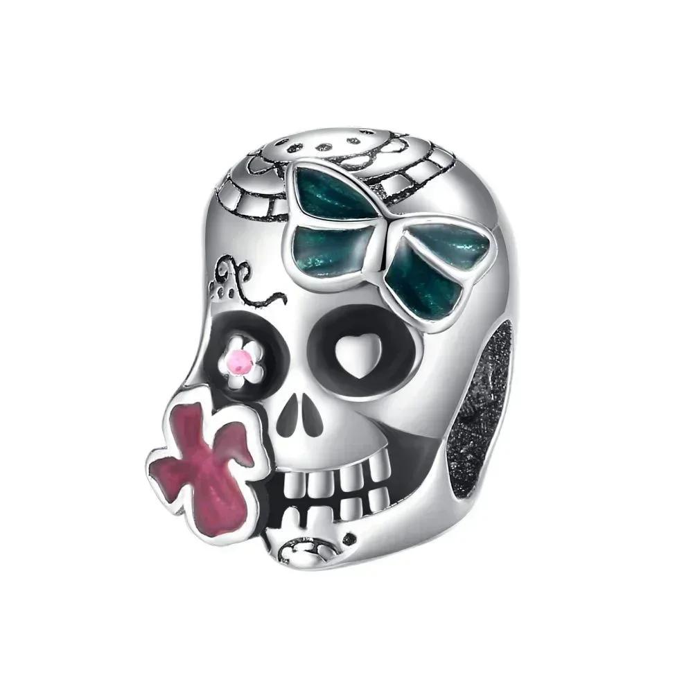 Halloween Copper Skull Charm Luminous Pumpkin Ghost Clown Bead Pendant Ring Necklace Bracelet Diy Jewelry Gift