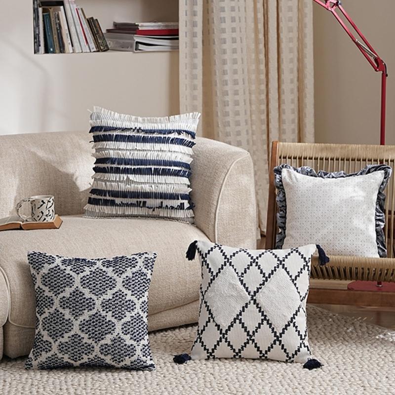Vintage Style Breathable Cotton Pillowcase Wovens Craft Textured Surfaces Decorative Throw Pillow Cover Home Accent