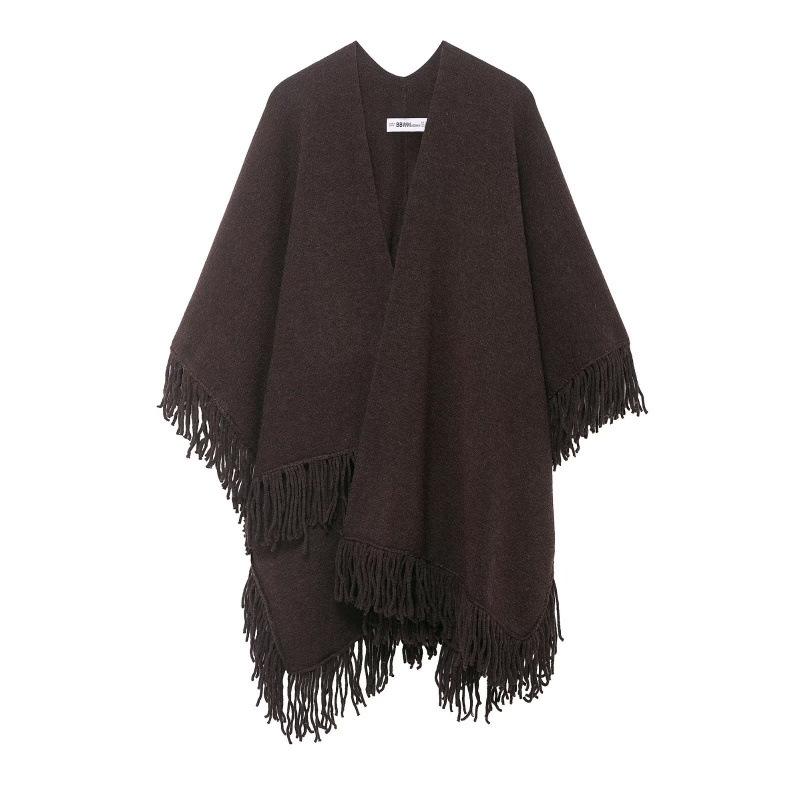 

European American Women s Tassel Knitted Cape Coat Large