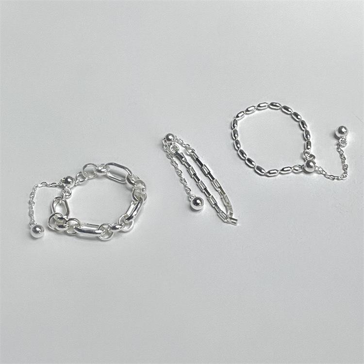 Korean Style Dongdaemun S925 Sterling Silver Adjustable Chain Ring for Women