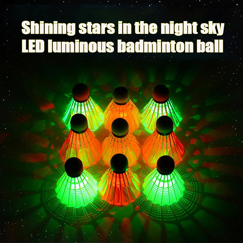 1Pcs Lighting Badminton Head Led Luminous Colorful Goose Feather Shuttlecock Outdoor Sports Entertainment Night Training Ball