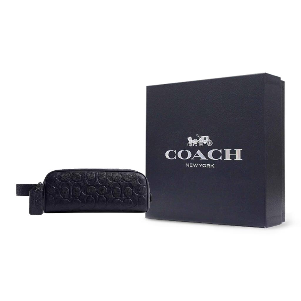 Coach Travel Kit 21 Zipper Closure Allover Embossed Pebble Leather Wallet Women wallet Black CQ182-DWP