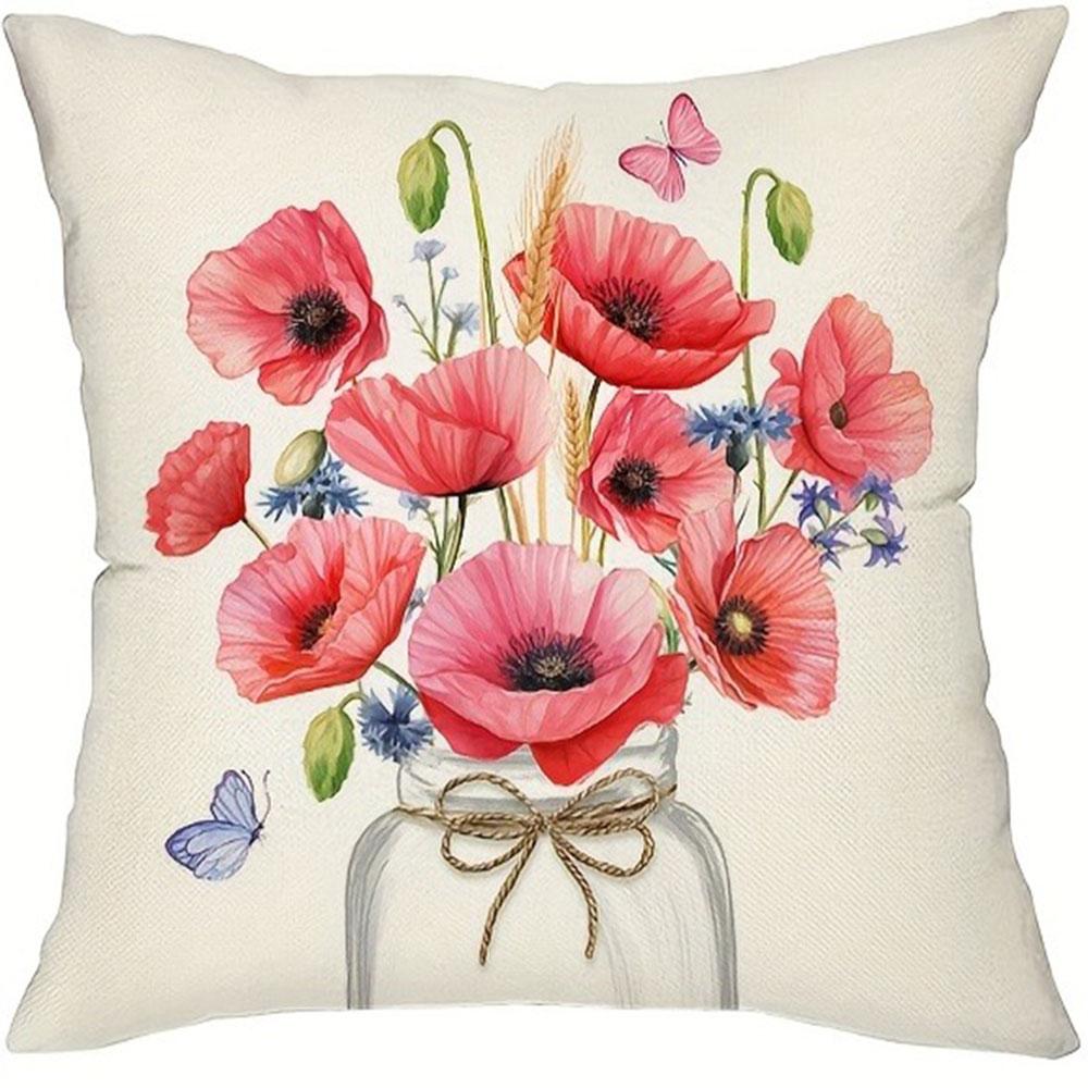 

Simple Red Print Pattern Home Decor Pillowcase Bedroom Living Room Sofa Decoration Polyester Cushion Cover with Zipper 16x16Inch