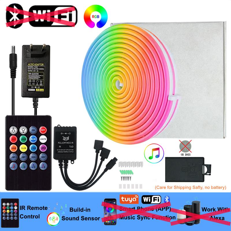 

Smart Neon Strips Light Outdoor Neon Light Strip Waterproof Flexible Led Lighting Strip Neon Led Lights Strips Music Sync EU Plug&Waterproof&RGB 5M-16.4FT