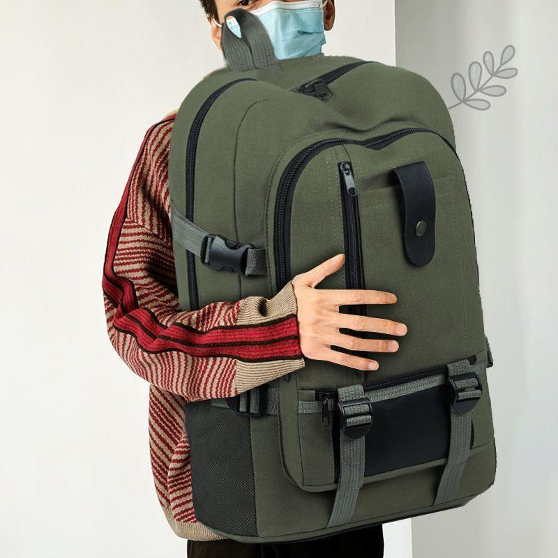 Men's Durable Canvas Tool Backpack - Large Capacity, Wear-Resistant, Multi-Use for Work or Travel.