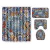 Christmas Waterproof Shower Curtain Four-Piece Floor Mat Combination Set Household Door Mat Bedroom Living Room Carpet