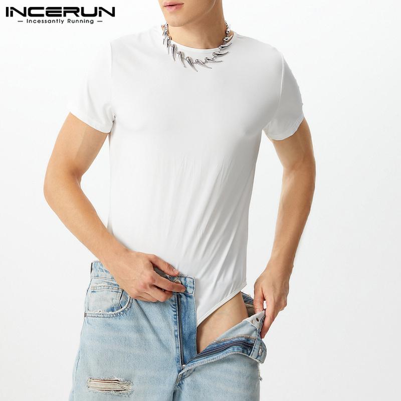INCERUN Mens Short Sleeve One Piece Leotard Rompers Bodysuit Pajamas