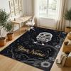 Night Owl Art Theme Soft Crystal Velvet Rug Custom Name & Text Print Non Slip Floor Rug for Bedroom Living Room