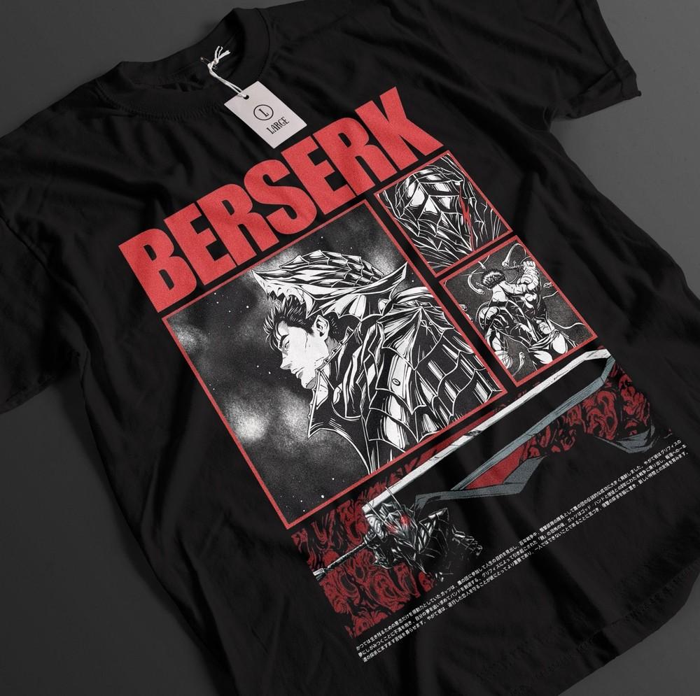 

Футболка Берсерк Футболка Гатс Футболка Каска Топ Воин Аниме Унисекс Футболка 2XL