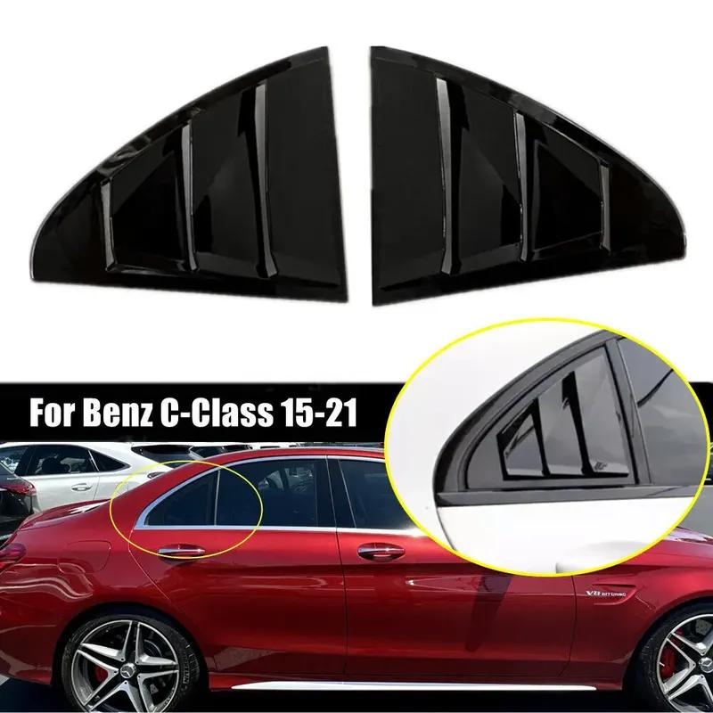 For Benz C-Class W205 2015- Car Rear Louver Window Side Shutter Cover Trim Sticker Vent Scoop ABS Carbon Fiber Accessories