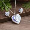 Luxury new enamel color love stud earrings pendant set, women's simple and fashionable heart stud earrings necklace set