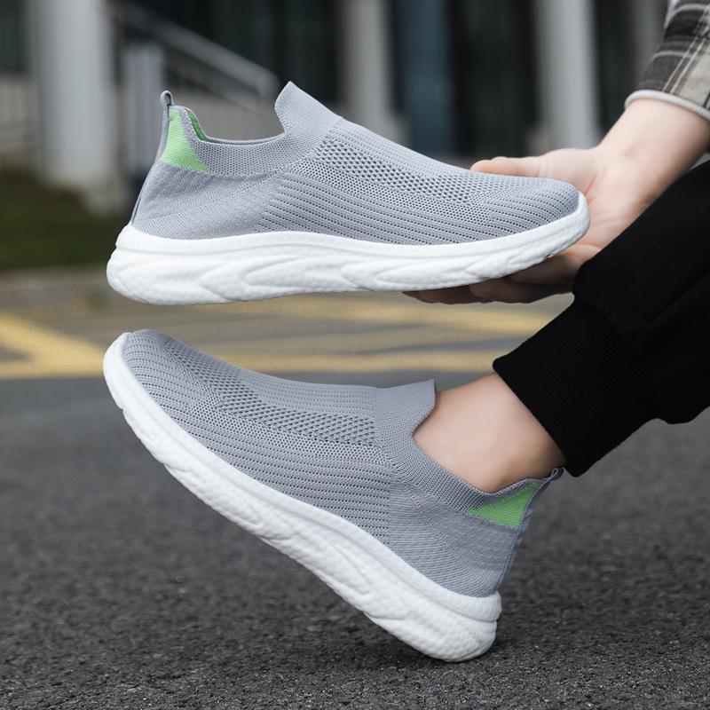 Men's Flyknit Mesh Slip-On Sports Shoes – Comfortable, Breathable, and Casual Walking Shoes