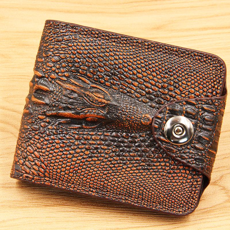

Men s Korean Style Alligator Pattern Wallet with Magnetic Buckle and Coin Purse темный кофе