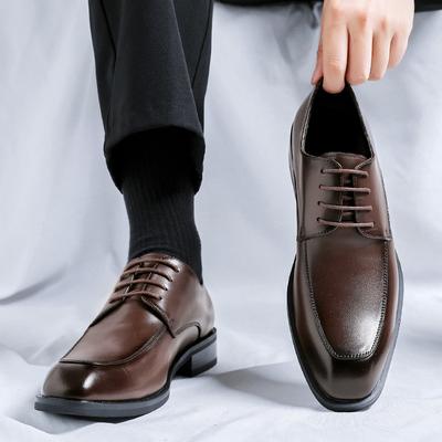 Large Size Mens Casual Business Office Formal Dress Shoes Lace-up Derby Shoe Black Brown Genuine Leather Sneakers Trend Footwear