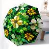 Stunning Stained Panel: Floral FantasyUmbrella, Portable 3-Fold Compact Umbrella for Men & Women Gift