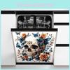 Skull Halloween Smiling With Flower Butterfly Stickers For Lounge Decor Area
