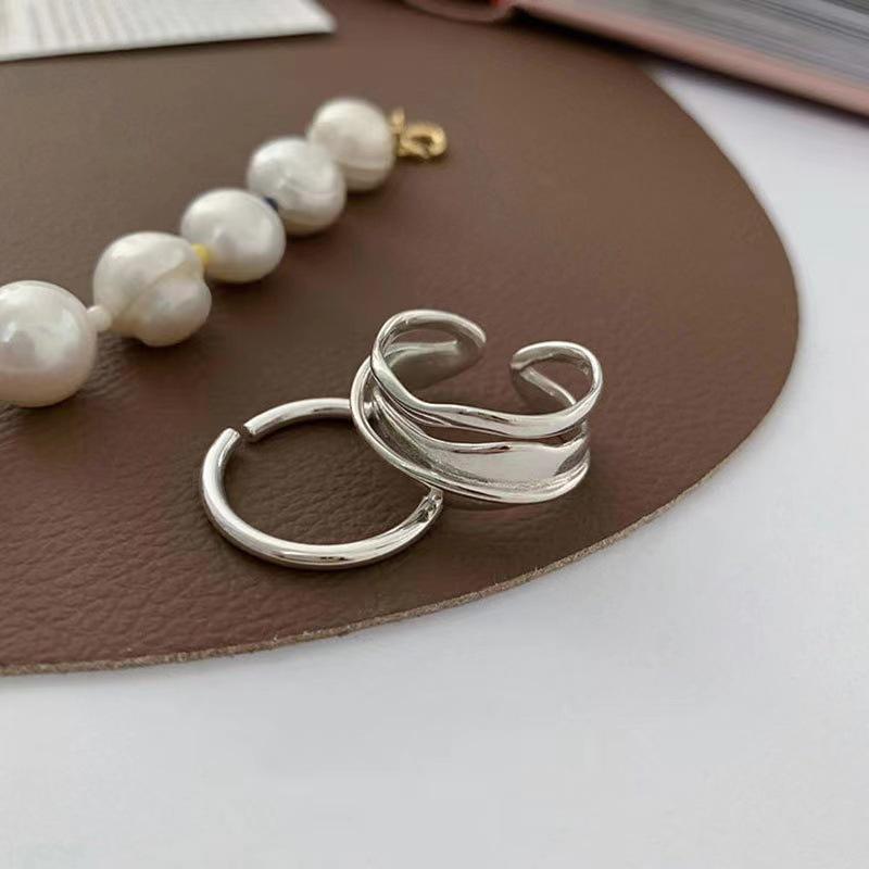 2024 Luxury Geometric Double-Layer Wave Ring for Women - High-End Niche Style
