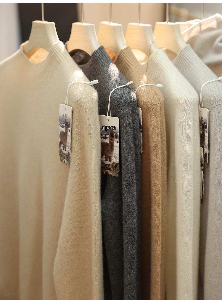 Luxurious Cashmere Alpaca Silk Wool Blend Women's Sweater for Autumn/Winter