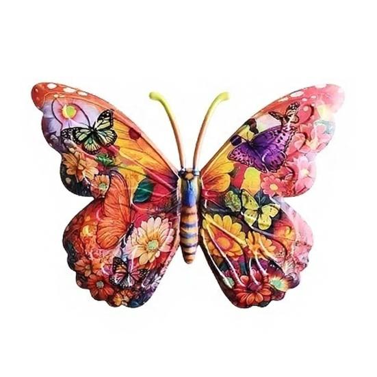 Decorazione Murale a Farfalla in Metallo Resistente alle Intemperie Uso Esterno Ferro Durevole Lavorazione Piatta 2D Colori Vivaci Stampati UV Facile da Montare Giardino Patio