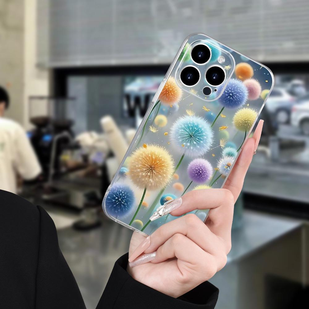 Dandelion Phone Case For iPhone 17 Air 16E 16 15 14 11 Pro Max Plus 13 12 Mini 8 7 X Transparent Shockproof Cover
