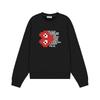 Relaxed Fit Cotton Sweatshirt With Heart Print Long Sleeve Crew Neck Fleece Lined Unisex Winter Casual Top