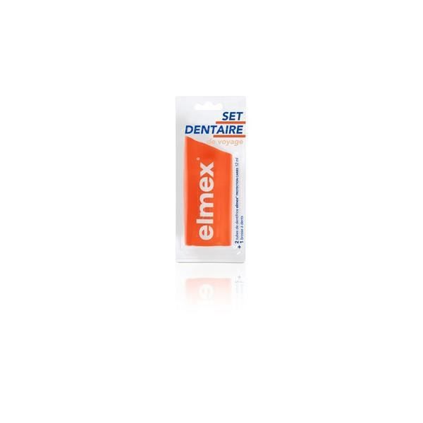 Set dentaire - Elmex - Voyage - 2 tubes dentifrice 12ml - 1 brosse à dents - Protection Caries