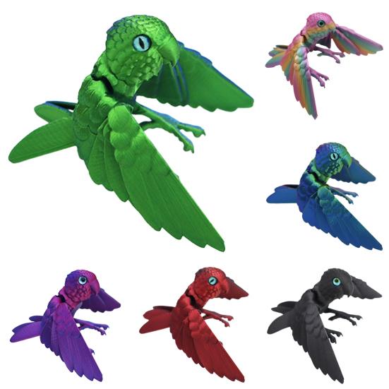 3D Printed Flexible Parrot Model Articulated Bird Figurine with Wing And Movable Joint Collectible Animal Ornaments for Home Office