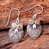 Blue Topaz Silver Earring, Animal Jewelry, 925 Sterling Silver Handmade Jewelry, Owl Earring, Silver Charm Jewelry, Women Earring