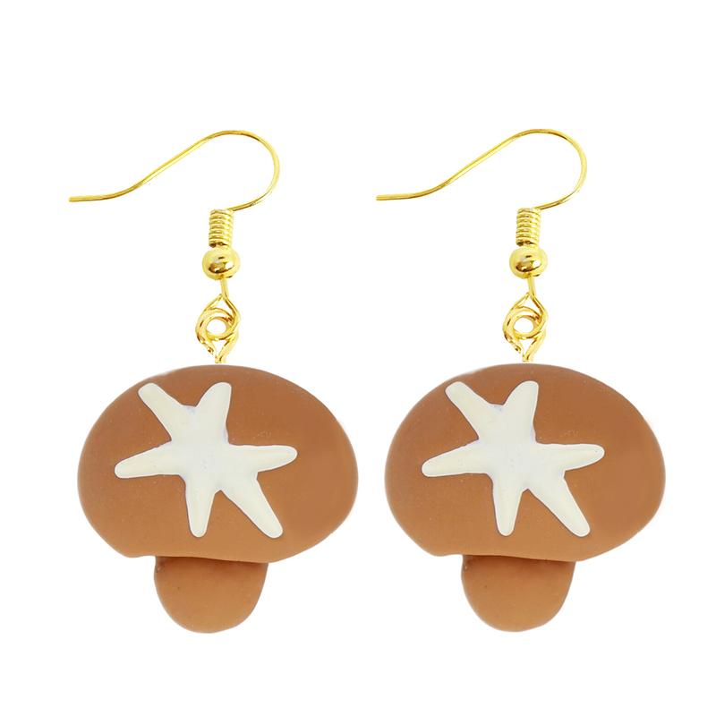 Women Earring Resin Drop Funny Custom Cute Girls Eardrop Kids Chocolate Strawberry Hamburger Dog Mushroom Broccoli Coffee