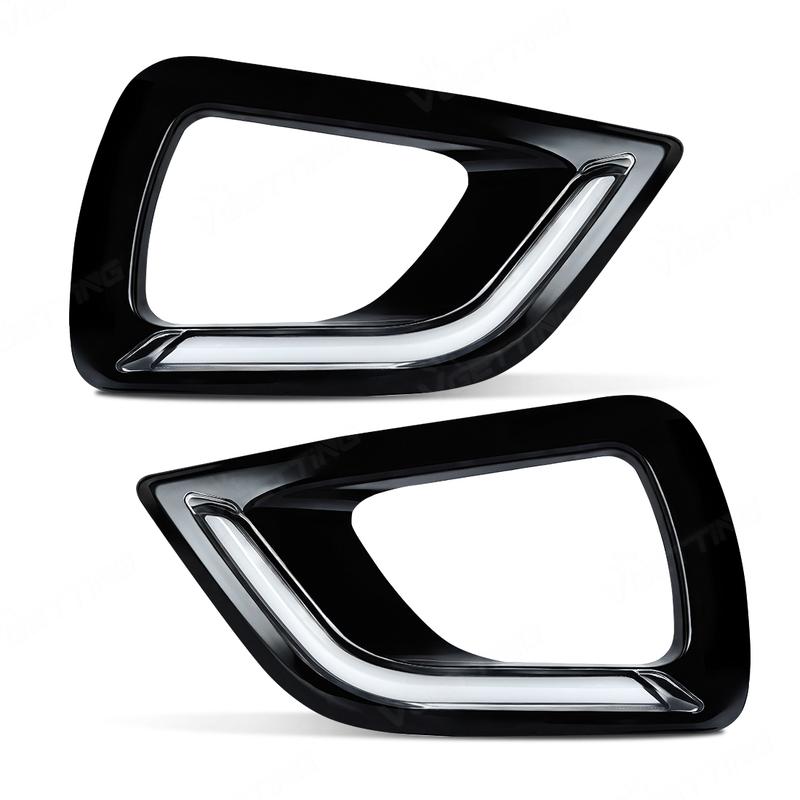1 Pair For Nissan Navara NP300 2015 2016 2017 2018  Daytime Running Light Yellow Turn Signal Lamp Chrome/Black Cover LED DRL