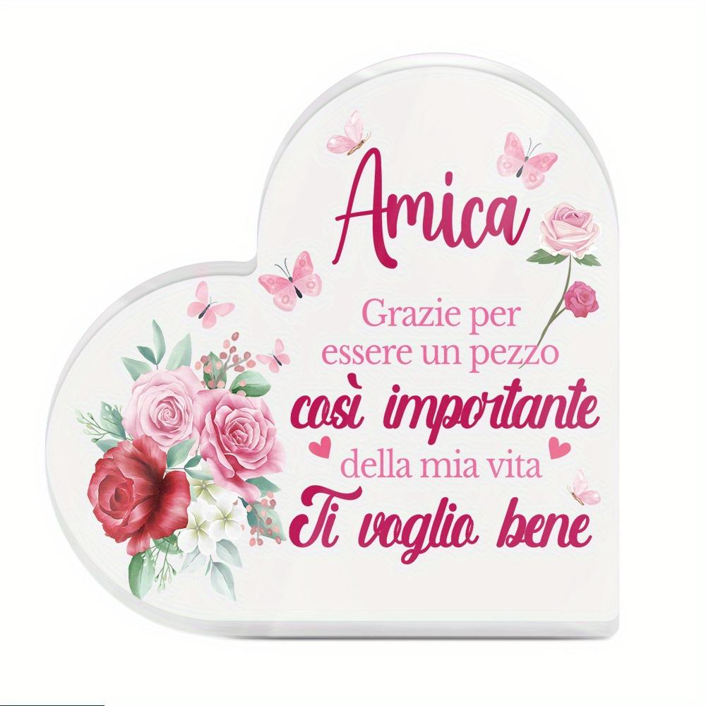 

1pc Italian Heart-Shaped Acrylic Sign Table Decor, Desktop Decoration for Home Farmhouse Living Room, Gift for Friend - Acrylic Desktop Ornament 10*10cm