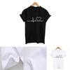 Hochwertiges Sommer Damen Rundhals T-Shirt mit Print und modischem Herzschlag-Design