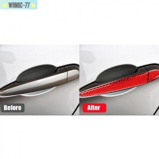 Red Carbon Fiber Car Door Handle Cover Trim For BMW 3 Series E90 E92 05-12 New