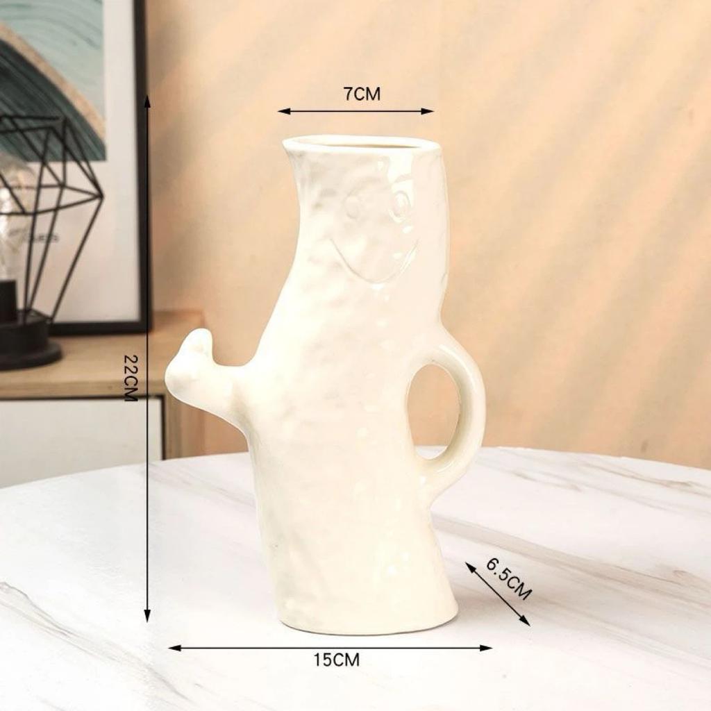 Ästhetische Smiley-Gesicht Keramikvase, Niedliche Kreative Heimdeko Blumenvase für Wohnzimmer & Tischdekoration