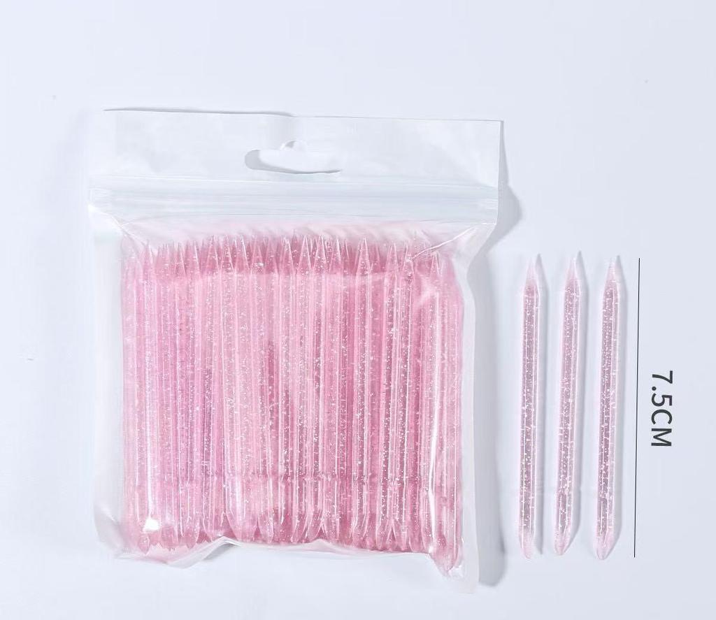 Multicolor Crystal Stick Manicure Dotting Tool Set (100-Pack) - Plastic Orange Wood Cuticle Remover