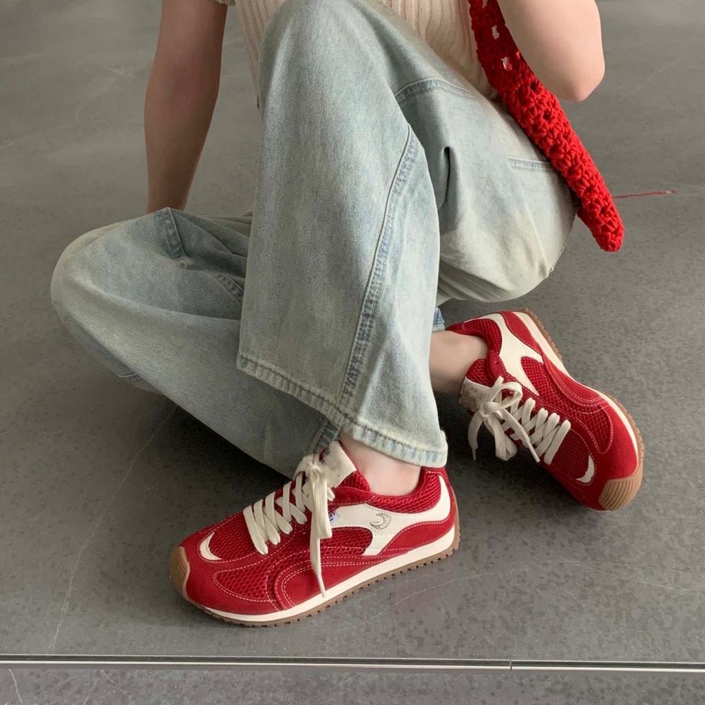 Popular red Dexun shoes women's 2025 new summer versatile niche design breathable casual sports shoes