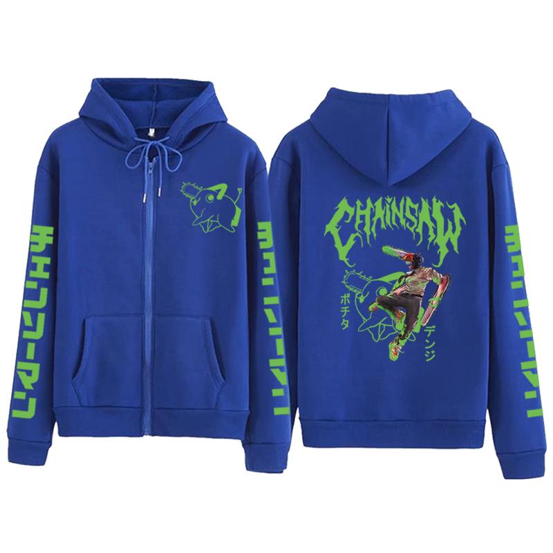 Chainsaw Man/Women Anime Print Zipper Coat Hoodies Japanese Anime Friend Harajuku Pochita Denji Sweatshirt Autum Winter Long Sleeve