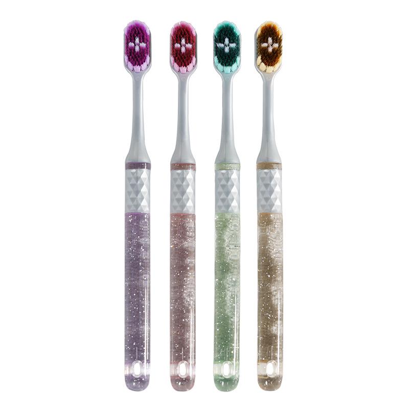 Wide-Head Crystal Soft Bristle Toothbrush Set - Gum Protection, Small Head, Unisex, Family Pack for Home Use