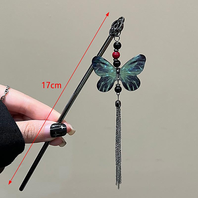 Retro Elegant Ancient Style Butterfly Tassel Hair Stick For Women Girls Classical Hairpin Chinese Cheongsam Hair Accessories