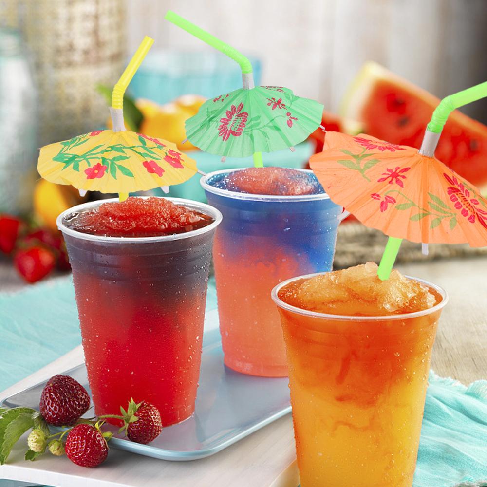 10-100pcs Tropical Umbrella Straws Mix Color Disposable Plastic Drinking Straw For Cocktail Juice Hawaii Beach Party Decoration