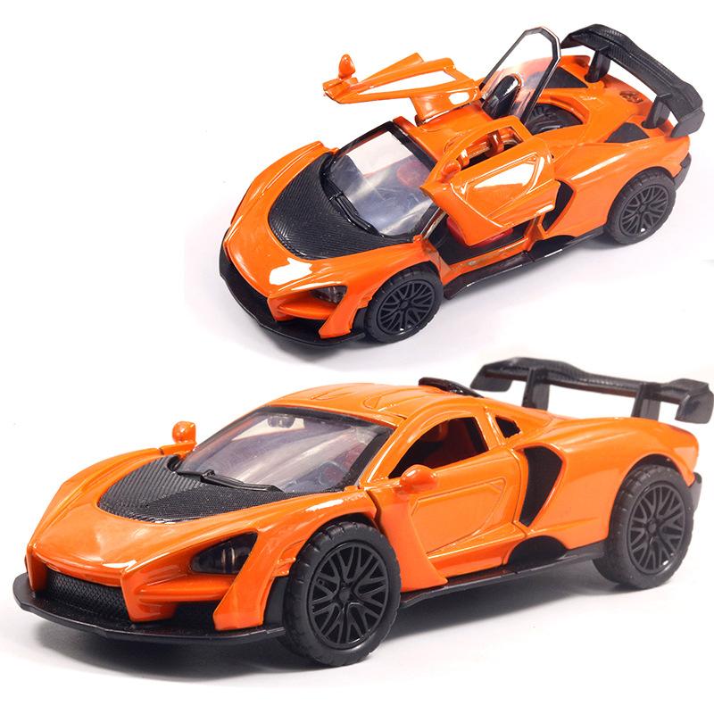 Bag 1:36 Alloy Sports Car Model with Sound and Light Pull Back Door Children's Toys Car Boy Women's Gifts Wholesale