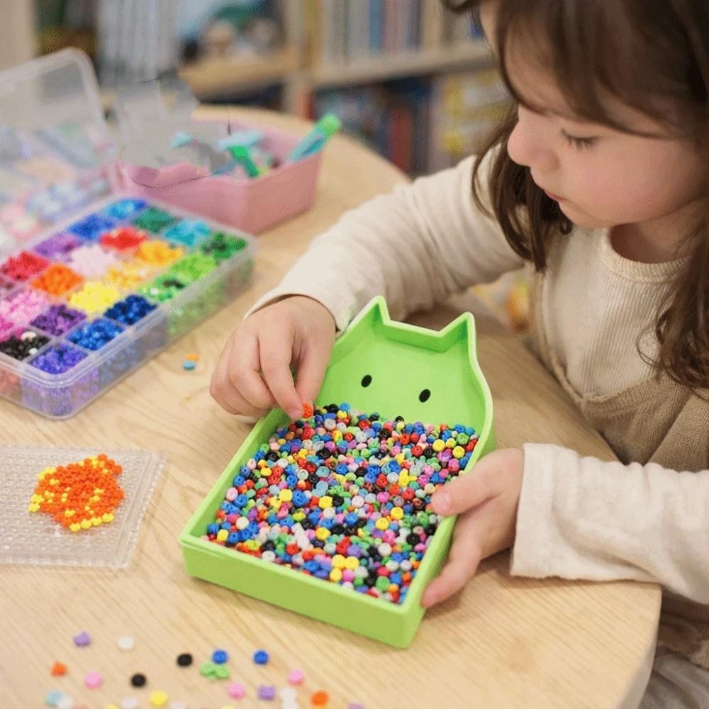 DIY Set Cat-shaped Beads Picking Tray 2-in-1 Cartoon Collage Beans Shovel Plastic Handmade Bead Storage Box Craft Creation