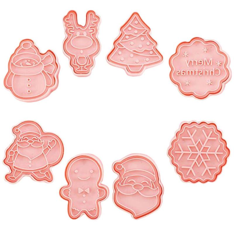 8 Pcs/Set Diy Cookie Molds Cartoon Cookies 3D Stereo Cookie Press Baking Tools Marine Animal Patterns Christmas Patterns Mold