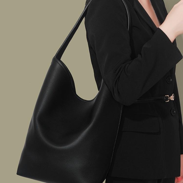 Simple And Versatile Niche Commuting Fashion High-End Sense Child And Mother Bag Pu Solid Color Shoulder Bag Large-Capacity Bucket Bag