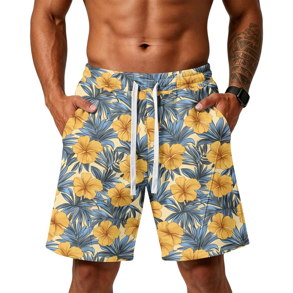 Men's Loose Shorts with Pockets for Gym Training Beach Relax Casual Wear