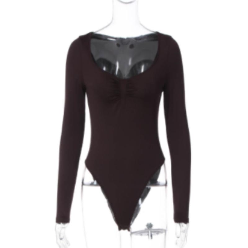 Women's European & American Slimming Low-Cut U-Neck Jumpsuit - Elastic Autumn/Winter Base Layer